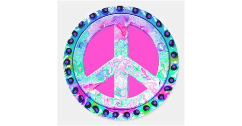 Psychedelic Peace Sign Abstract Classic Round Sticker Zazzle