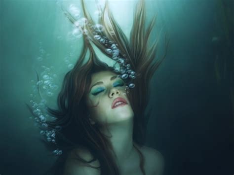 Mermaid Girl Immersed In Water Wallpapers And Images Wallpapers