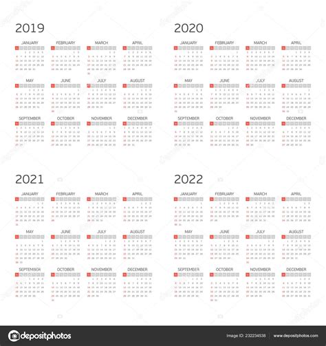 Vector Calendar On 2019 2020 2021 2022 ⬇ Vector Image By © Art Sonik
