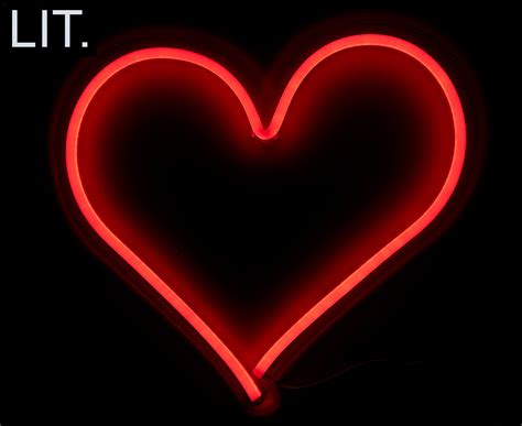 Lit 32x34cm Led Flexheart Neon Heart Wall Light Red Au
