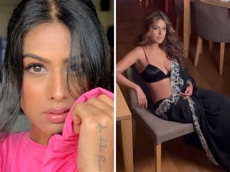 Nia Sharma Saree Looks Naagin Actress Nia Sharma Shows Off Her Curves In Sultry Black Saree