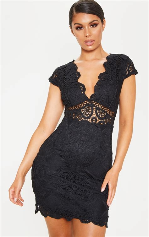 black lace cap sleeve midi dress dresses prettylittlething
