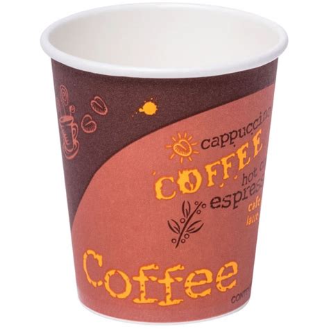 8 Oz Coffee Print Poly Paper Hot Cup 100 Case