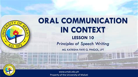 Lesson 10 Principles Of Speech Writing Oral Communication In Context Youtube