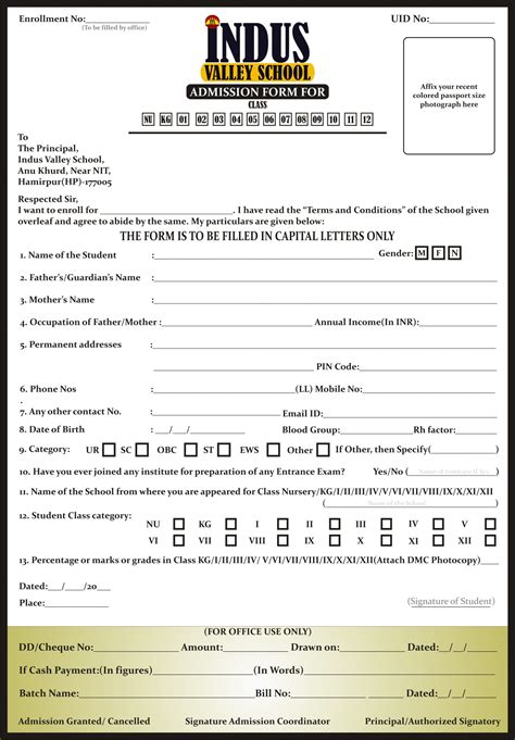 Admission form
