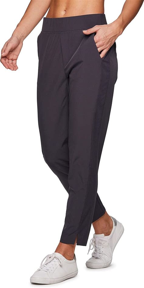 Buy Rbx Active Women S Ribbed Sides Straight Leg Lightweight Stretch Woven Ankle Pant With