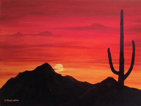 Arizona Saguaro Sunset Painting By Carole Martindale Fine Art America