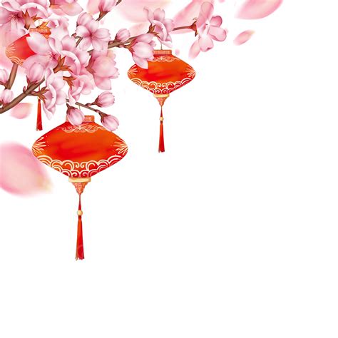 일본 붉은 등불 새해 벚꽃 일러스트 가지 꽃잎 테두리 틀 꽃잎 벚꽃 Png 일러스트 및 Psd 이미지 무료 다운로드 Pngtree