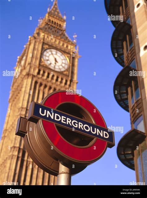 Great Britain London Sign Underground Big Ben Europa England Town