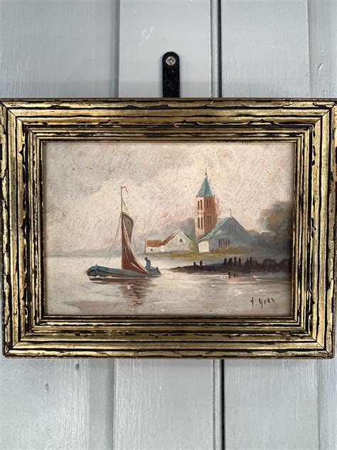 Vintage Small Dutch Coastal Landscape Oil Painting Signed Y Etsy