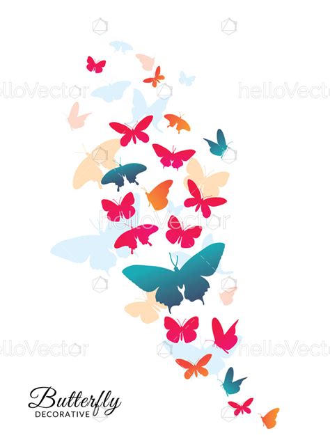 Flying Flock Of Butterflies Vector Illustration Download Graphics