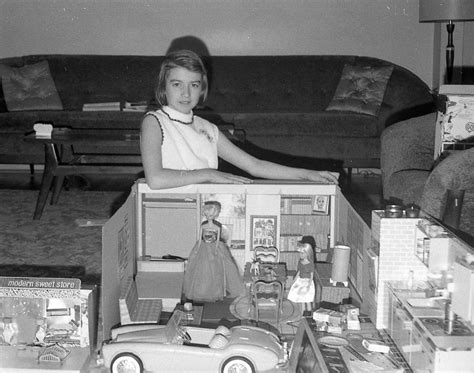 My Mom Posing With Her Barbie House 1960s I Also Played With The