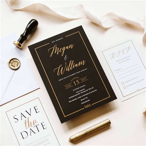 Black And Gold Lux Wedding Invitations Designed By Rodo Creative