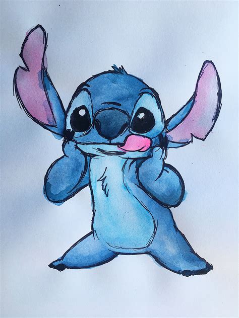 Stitch Watercolor Painting Ideas Stitch Drawing From Lilo And Stitch