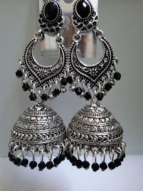 Silver Jhumka Earringfashion Jhumka Earring Oxidized Silver Etsy