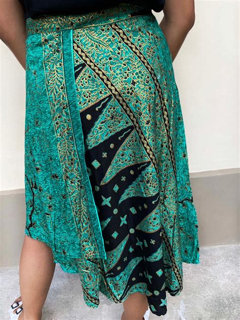 Green Batik Skirt Beautiful Batik Skirt High Waist Balinese Etsy