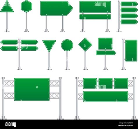 Green Road Sign Board Directional Signs Metal Highway And Street Boards City Traffic Blank