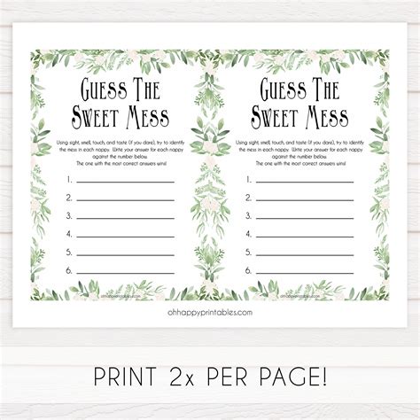 Guess The Sweet Mess Baby Shower Game Printable Baby Shower Games