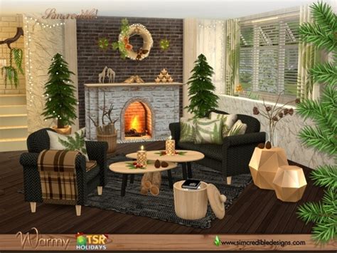 Holiday Wonderland Warmy Living Room By Simcredible At Tsr Sims 4 Updates