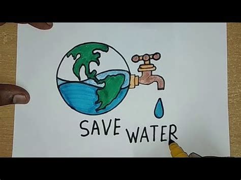 Repeat drawing of save water poster easily step by step for kids. How to draw SAVE WATER SAVE EARTH Drawing For Kids || SAVE ...