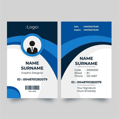 All you have to do is download the template, and customize it according to each student. Vertical ID card with blue dynamic curve design 1085806 ...