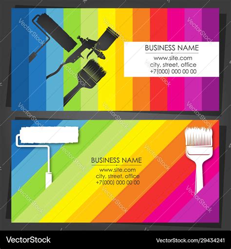 Painter Decorator Business Card With Tool Vector Image