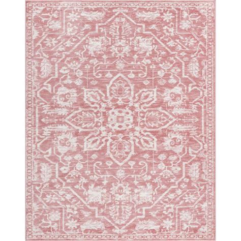 Well Woven Dazzle Disa Vintage Distressed Oriental Medallion Blush 9 Ft