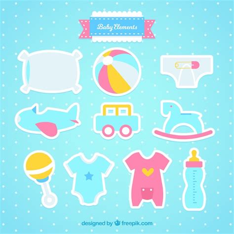 Free Vector Baby Elements Collection In Flat Style