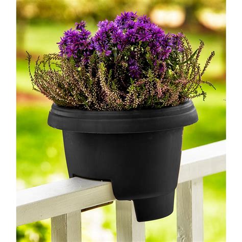 A wide variety of metal railing. Bloem Deck 12 in. Balcony Rail Planter in Black-DR1200 ...