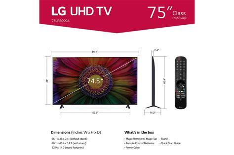 Lg 75 Inch Class Ur8000 Series Led 4k Uhd Smart Webos 23 W Thinq Ai Tv