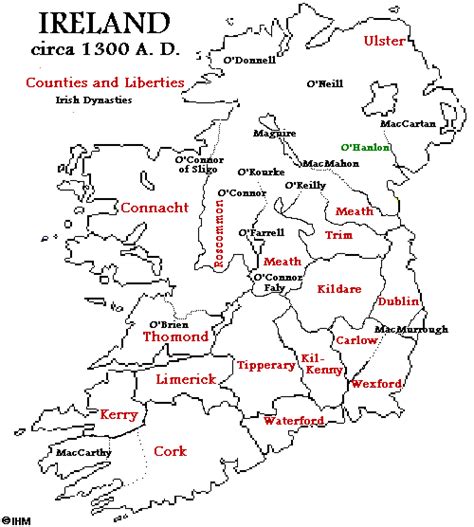 Map Of Ireland C 1300 Link To Source Irelands History In Maps