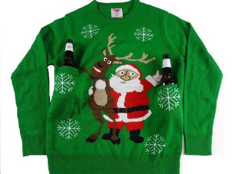 Ugly Christmas Sweater Holds Two Beers Santa Cheers With Etsy