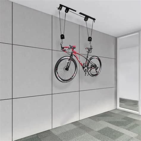 Bicycle Lift Hoist Bike Garage Ceiling Pulley Rack Storage Hooks Hanger