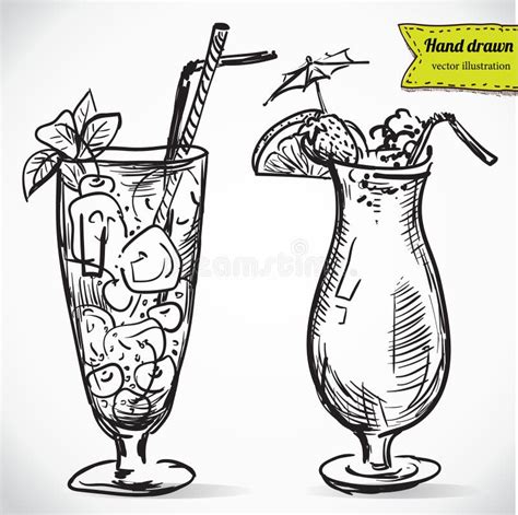 hand gezeichnete illustration des cocktails vektor abbildung illustration von nahrung strand