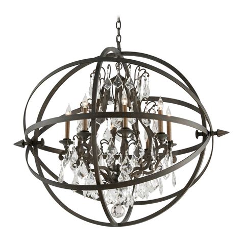An elegant antique black finish with a light flush of brown surrounds the beautiful set of 4 60w incandescent candelabra bulbs. Crystal Orb Chandelier Pendant Light in Vintage Bronze ...