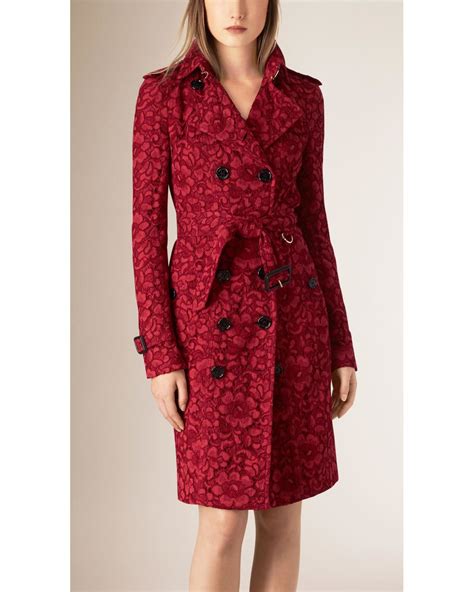 Burberry French Lace Trench Coat In Red Lyst