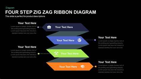 4 Step Zig Zag Ribbon Diagram Powerpoint Template And Keynote