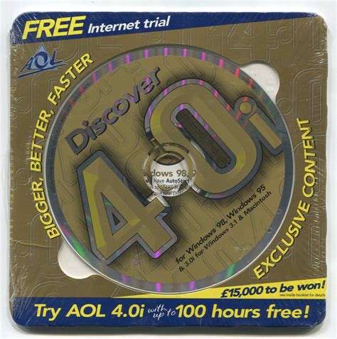 Aol 40i 100 Free Hours Cd Software Computing History