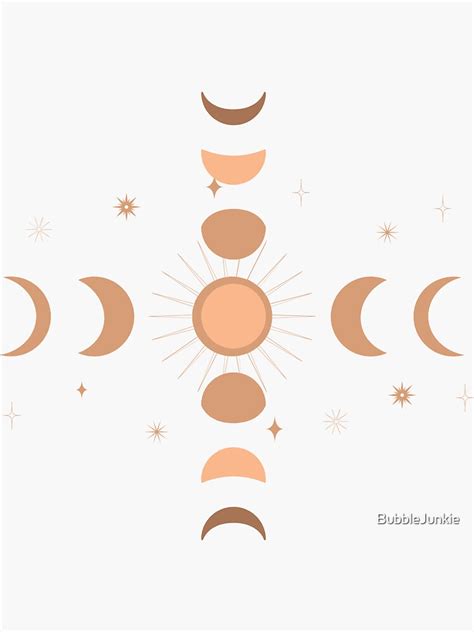 Boho Moon Phases Sticker Sticker For Sale By Bubblejunkie Redbubble