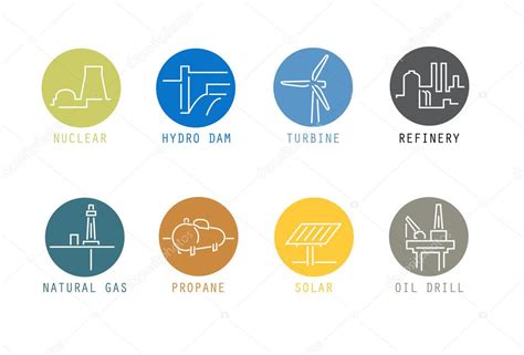 Energy Source Icons Thin Lines On Colour — Stock Vector © Djpc75