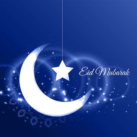 Elegant Blue Eid Mubarak Design Vector Free Download