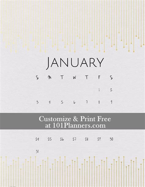 Free Printable January 2021 Calendar Customize Online