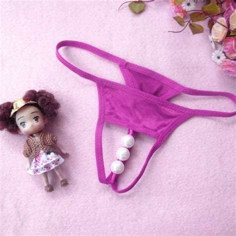 Womens Sexy Open Crotch Pearl Thong G String Panty Knickers V String