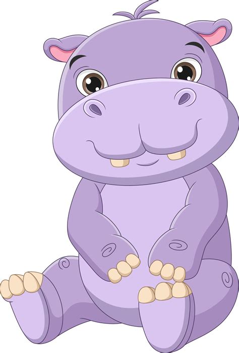 Lindo Bebé Hipopótamo Caricatura Sentado 5112810 Vector En Vecteezy