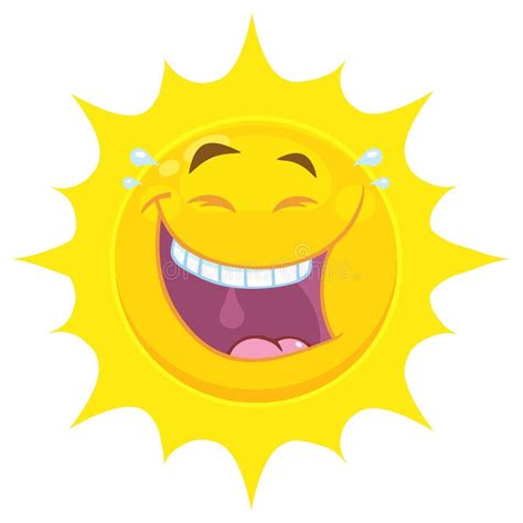 Laughing Yellow Sun Cartoon Emoji Face Character With Smiling