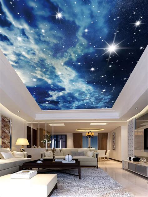 Custom 3d Wallpaper Roll Blue Sky Star Ceilings Bedroom Living Room