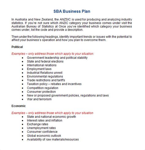 9 Sample Sba Business Plan Templates Sample Templates