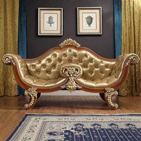 Luxury King Bedroom Set 7 Psc Gold Curved Wood Homey Design Hd 8024