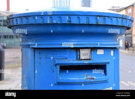 Blue Post Box Stock Photo Alamy