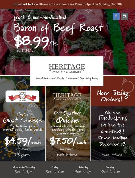 Heritage Meats Specials Heritage Meats Gourmet